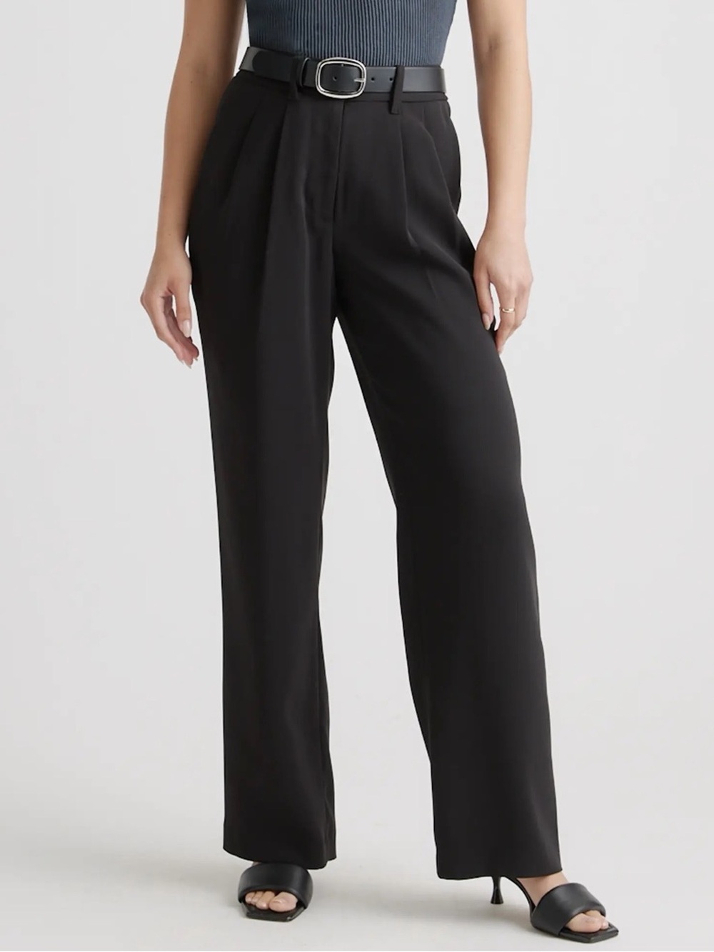 Quince Stretch Crepe High-Rise Wide-Leg Trousers